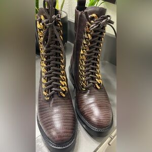 Jeffrey Campbell Dark Brown Boots with Gold Chain Detail Brand New no tag